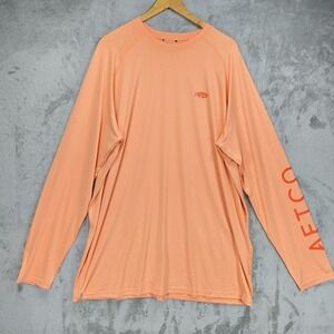 AFTCO Shirt Mens Sz XXL Peach Performance Fishing Graphic Logo
